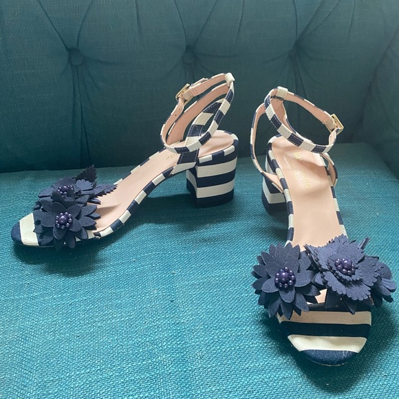 Kate Spade Navy/White Striped Wollie Sandals - Picture 2 of 6